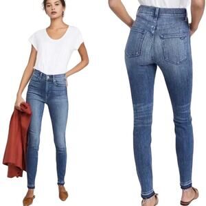 AYR Jeans The Riser Skinny High Waist Denim Stretch Blue Faded Medium Wash 32